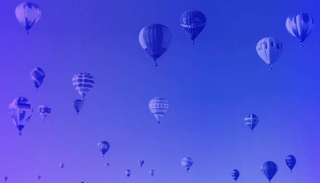 Stylized image of hot air balloons in the sky