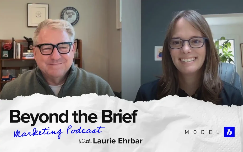 Portrait of Laurie Ehrbar, CMO of Clari + Salesloft, featured in Model B’s Beyond the Brief marketing podcast series.