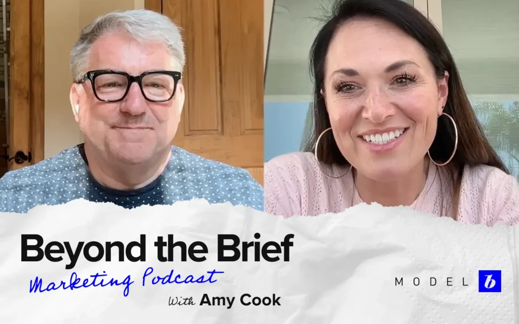 Portrait of Fullcast CMO & Co-Founder Amy Cook featured in Model B’s Beyond the Brief marketing podcast series.