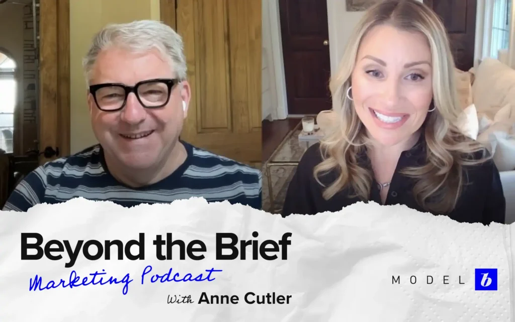Portrait of Anne Cutler, VP of Global Communications at Keeper Security, featured in Model B’s Beyond the Brief marketing podcast series.